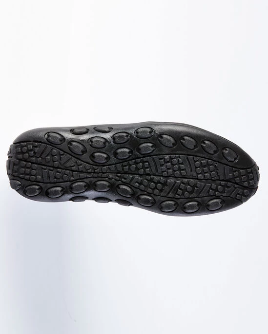 Men's Wide Fit Suede Slip Ons Black - Image 7