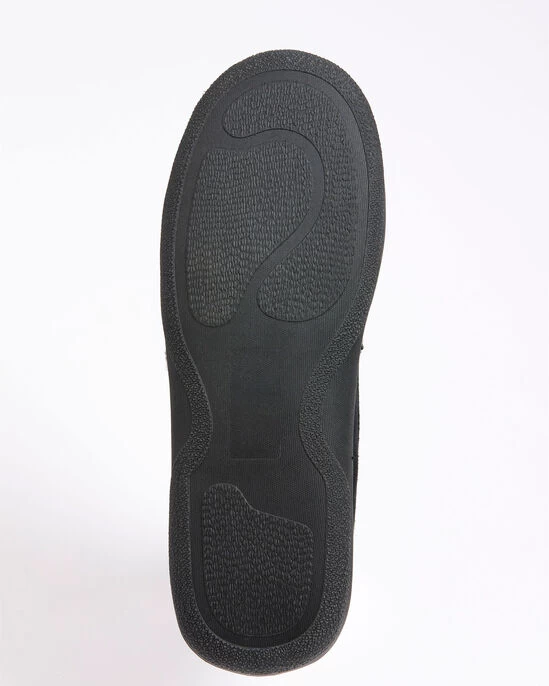 Suede Memory Foam Sherpa-Lined Moccasin Slippers Black - Image 2